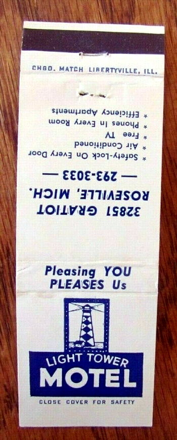 Relax Inn (King Motel, Light Tower Motel) - Matchbook (newer photo)